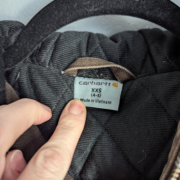 Kids brown Carhartt Fleece Lined jacket size XXS 4-5 - Picture 3 of 6